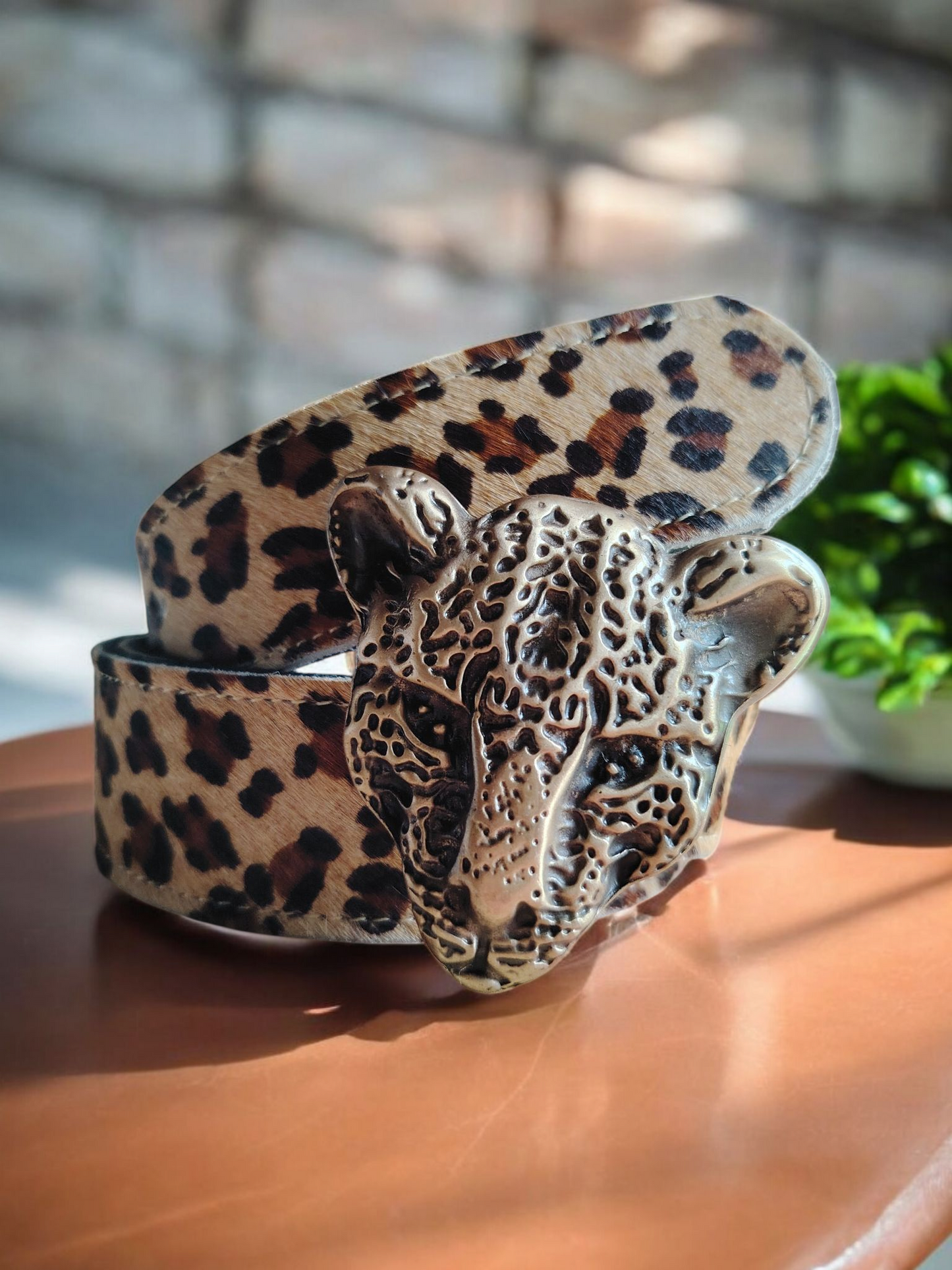 Cinturón de piel gepardo