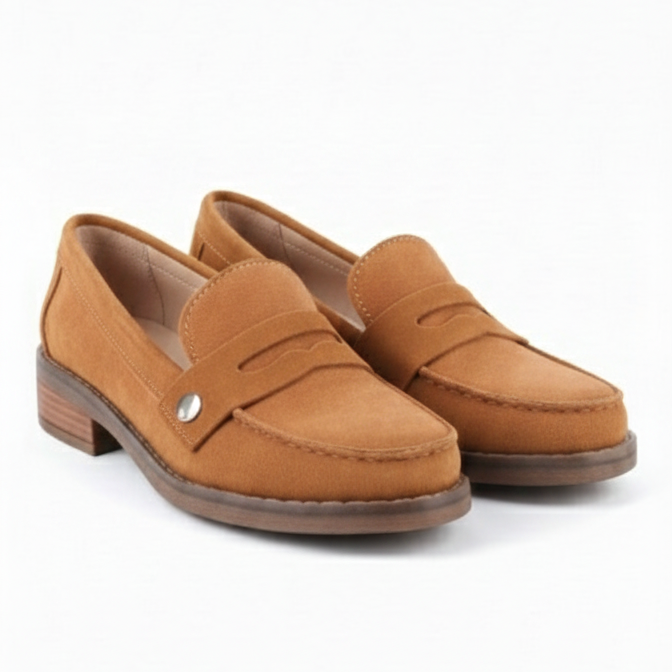 Mocasín de cuero bajo camel para la oficina